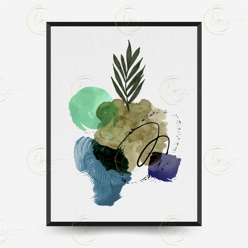 Abstract contemporary mid century modern ink boho poster template